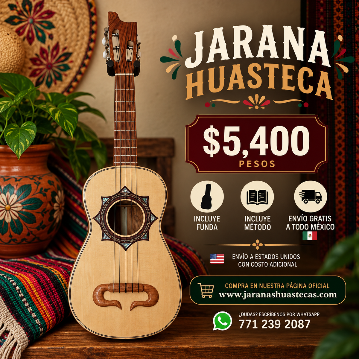 Jarana con concha en centro ( incluye funda y método ) (Copy)