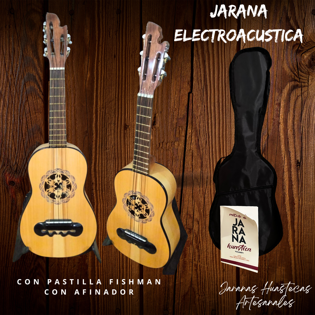 Jarana electroacústica diseño único con funda y método de jarana ( sobre pedido )