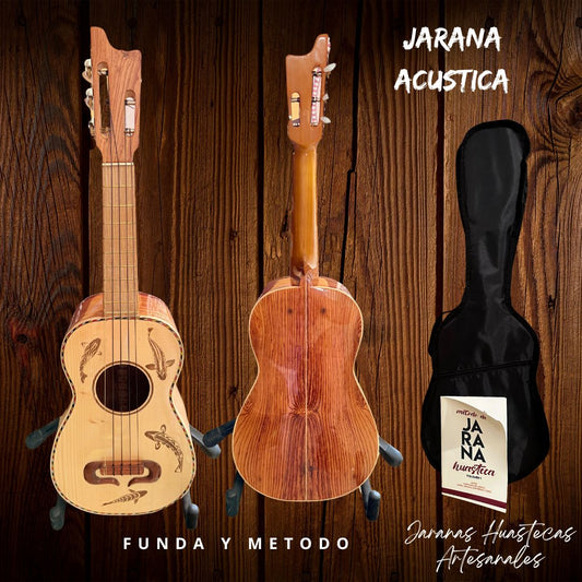 Jarana peces palo escrito con funda y método de jarana ( sobre pedido )