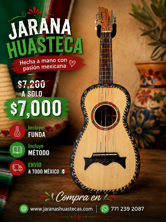 Jarana huasteca Enconchada con funda y método y afinador cromático