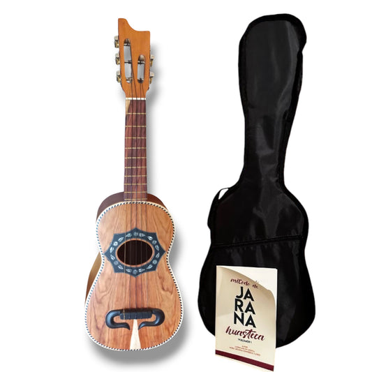 Jarana Huasteca Electroacustica de madera de palo escrito con concha de Abulon con FUNDA Y METODO